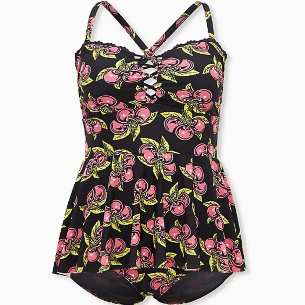 Torrid x Betsy Johnson Black Cherry Swim Dress